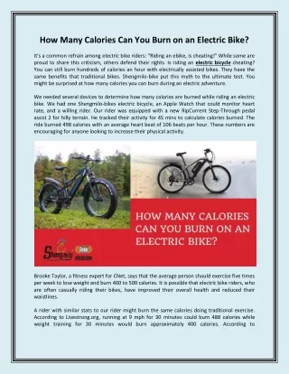 How Many Calories Can You Burn on an Electric Bike?