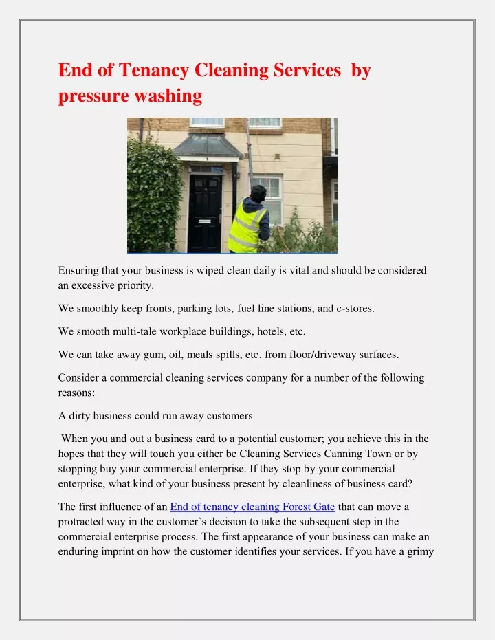 end of tenancy cleaning services by pressure