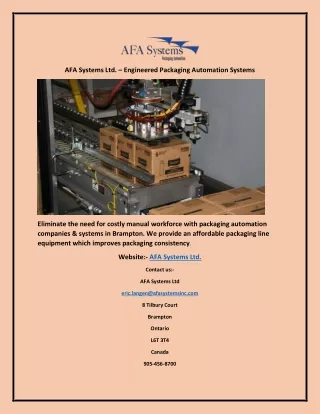 afa systems ltd engineered packaging automation