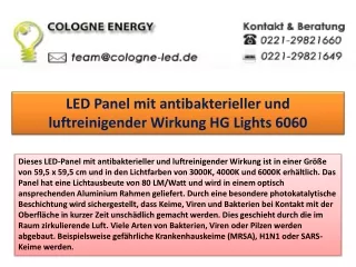 LED Panel mit antibakterieller und luftreinigender Wirkung HG Lights 6060