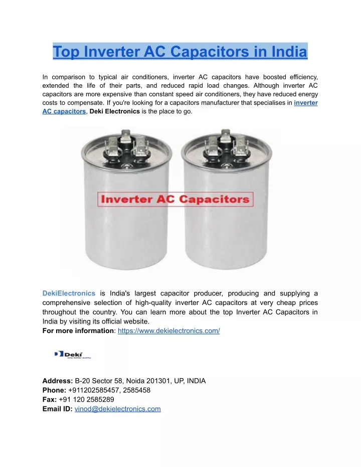 top inverter ac capacitors in india