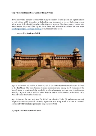 Tourist places near Delhi within 300 kms blog