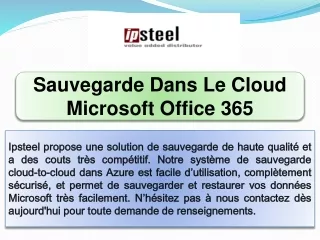 Sauvegarde dans le cloud Microsoft Office 365