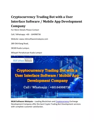 cryptocurrency trading bot with a user interface