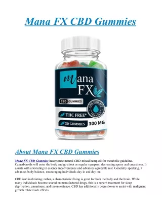 Mana FX CBD Gummies Official] - 100% Legitimate