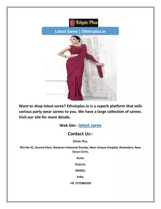 latest saree ethnicplus in