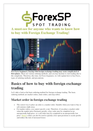 Foreign Exchange Trading ....