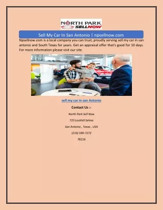 Sell My Car In San Antonio | npsellnow.com