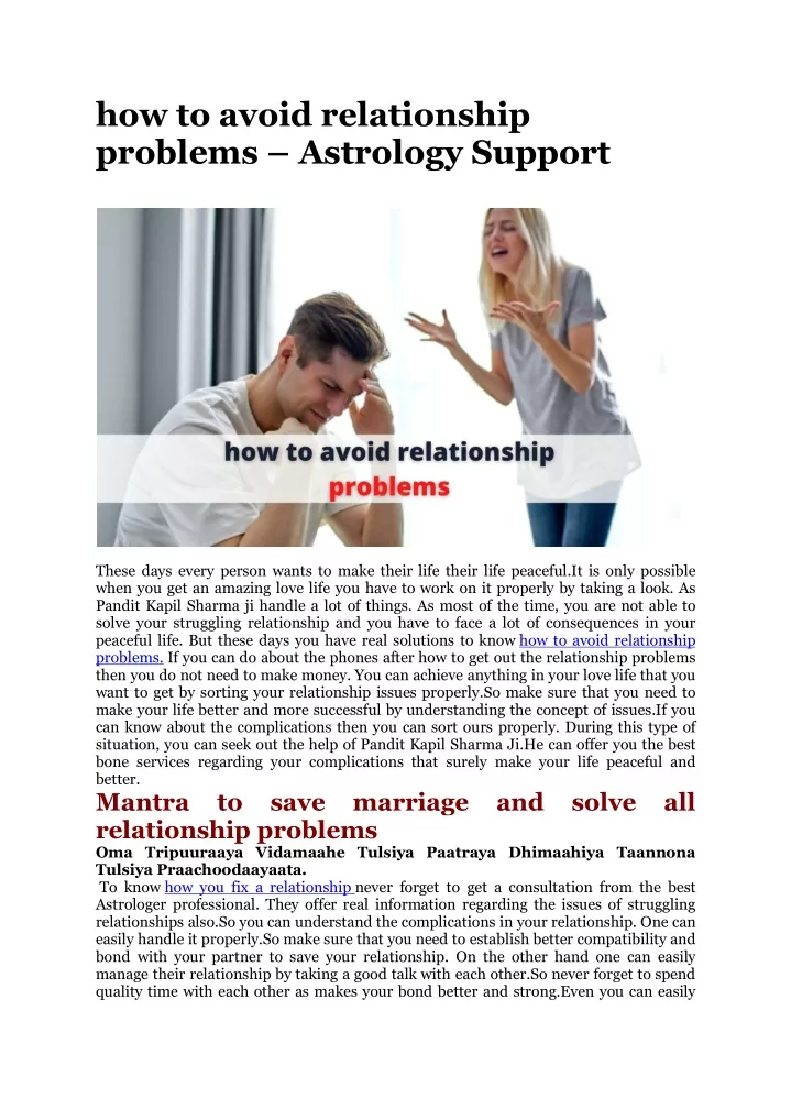 how to avoid relationship problems astrology