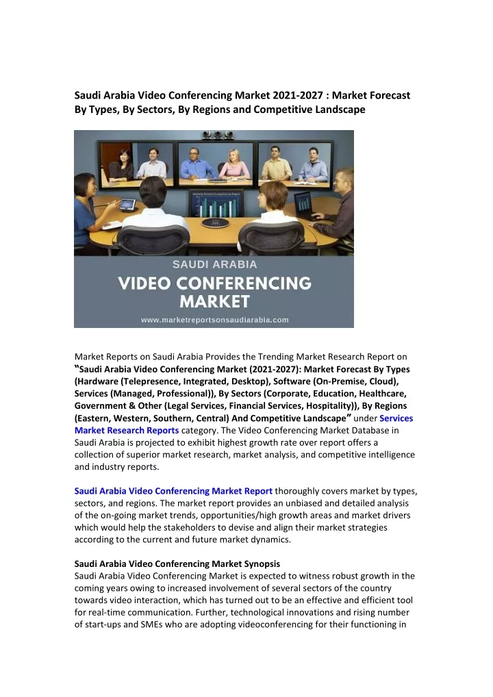 saudi arabia video conferencing market 2021 2027