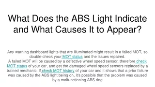 what does the abs light indicate and what causes it to appear