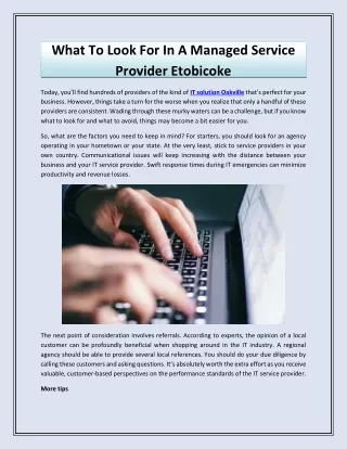 What To Look For In A Managed Service Provider Etobicoke