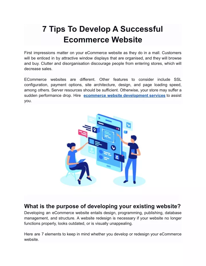 7 tips to develop a successful ecommerce website