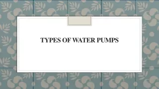 Types of Water Pumps