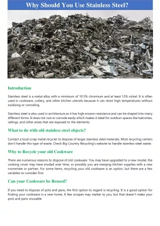 why should you use stainless steel