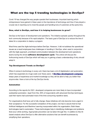 what are the top 5 trending technologies in devops