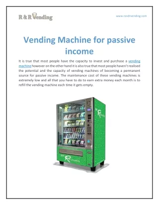 Vending Machine for passive income