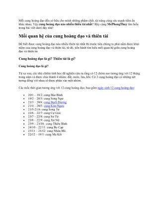 cung hoang dao nao nhieu thien tai nhat