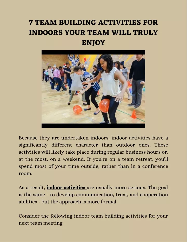 7 team building activities for indoors your team