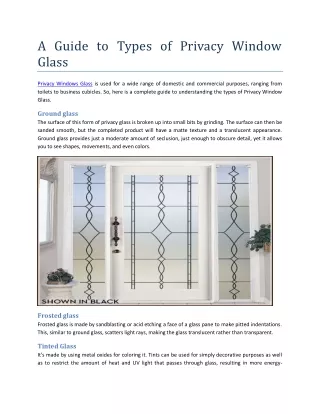 A Guide to Types of Privacy Window Glass