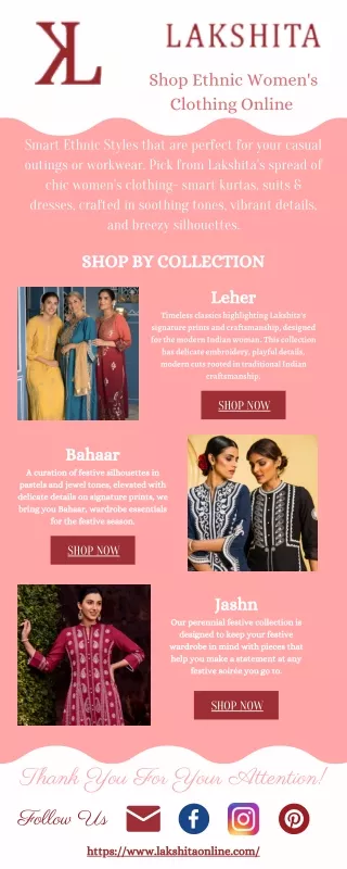 Shop Ethnic Women's Clothing Online  - Lakshita