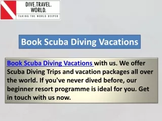 Book Scuba Diving Vacations