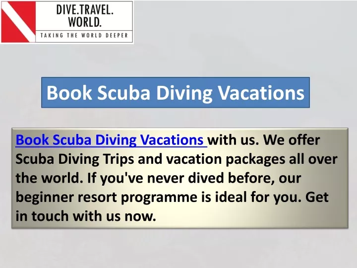 book scuba diving vacations