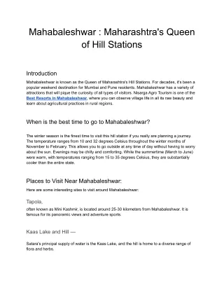 Mahabaleshwar _ Maharashtra's Queen of Hill Stations