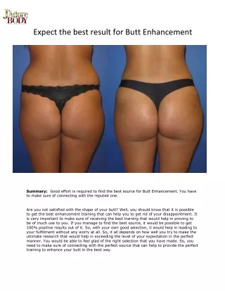 Expect the best result for Butt Enhancement