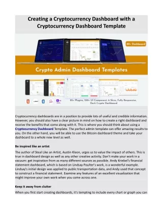 creating a cryptocurrency dashboard with