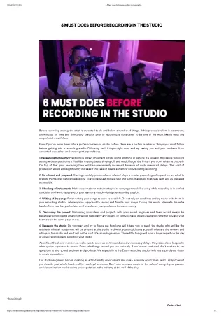 6 Must dos before recording in the studio by ZOOM Recording