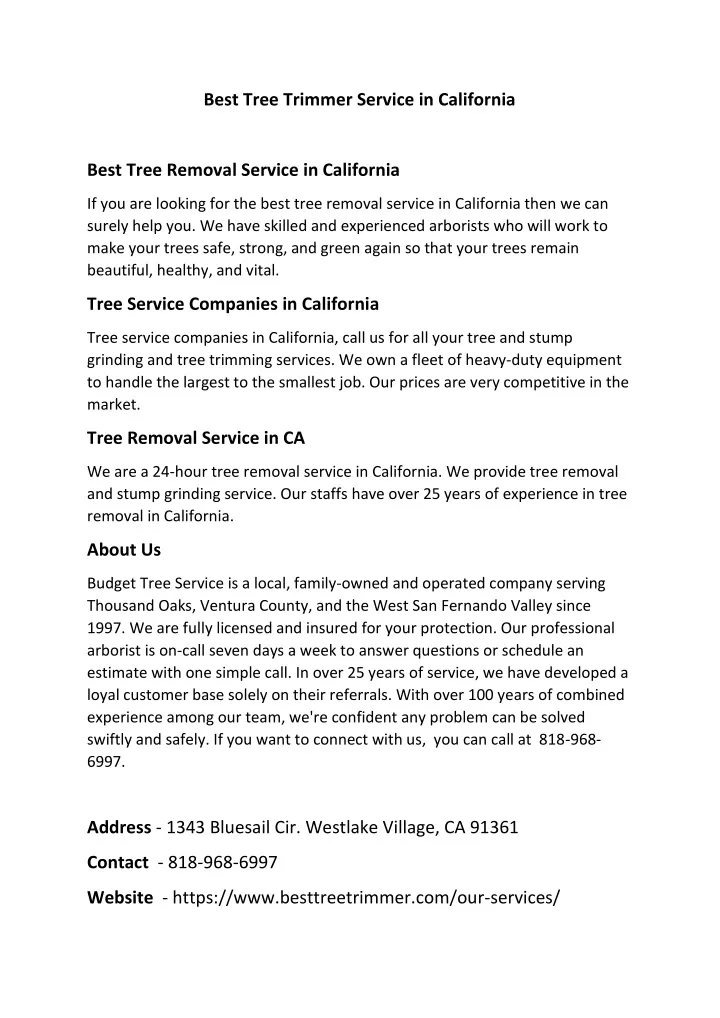 best tree trimmer service in california