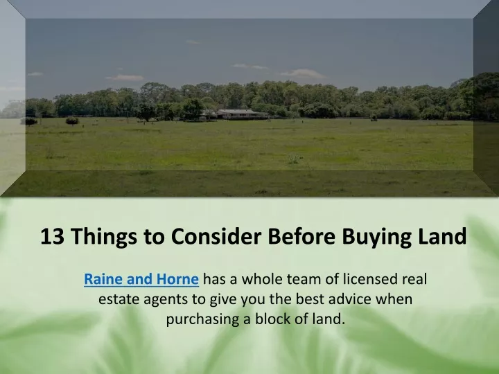 13 things to consider before buying land