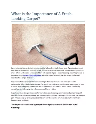 What is the Importance of A Fresh-Looking Carpet