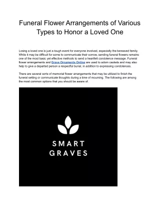 Funeral Flower Arrangements of Various Types to Honor a Loved One