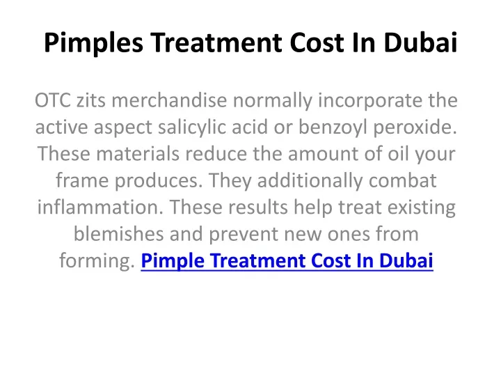 pimples treatment cost in dubai