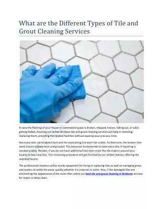 What are the Different Types of Tile and Grout Cleaning Services