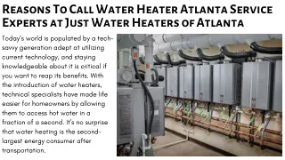 Reasons To Call Water Heater Atlanta Service Experts at Just Water Heaters of Atlanta