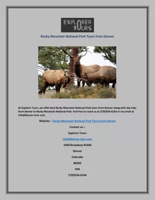 Rocky Mountain National Park Tours from Denver
