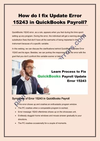 Why am I getting an Update error 15243 in QuickBooks?