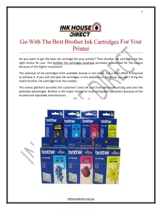 Go With The Best Brother Ink Cartridges For Your Printer