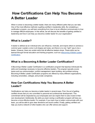 how certifications can help you become a better