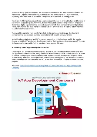 How to Choose the Best IoT App Development Company?