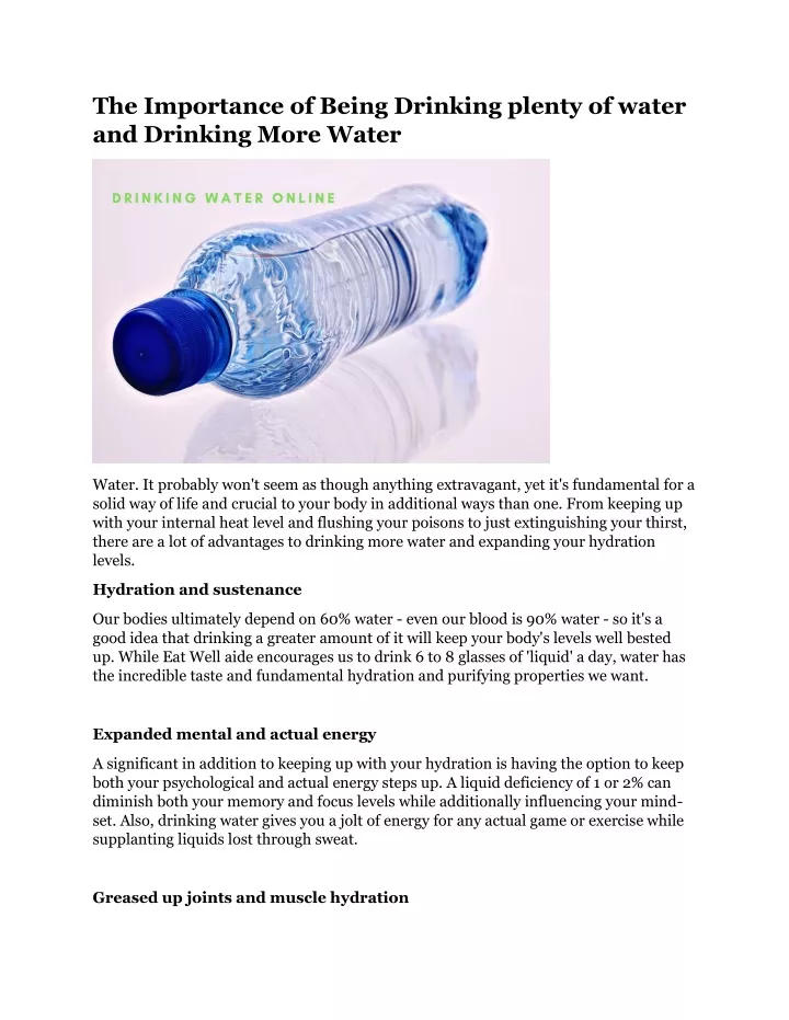 the importance of being drinking plenty of water