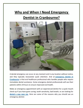 why and when i need emergency dentist