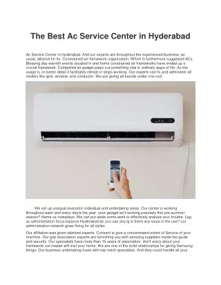 The Best Ac Service Center in Hyderabad