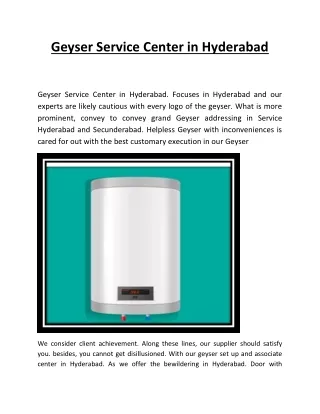 The Best Geyser Service Center in Hyderabad