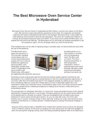 The Best Microwave Oven Service Center in Hyderabad