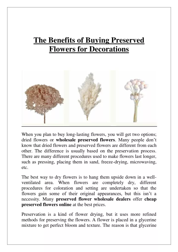 the benefits of buying preserved flowers