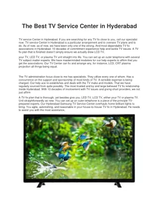 The Best TV Service Center in Hyderabad
